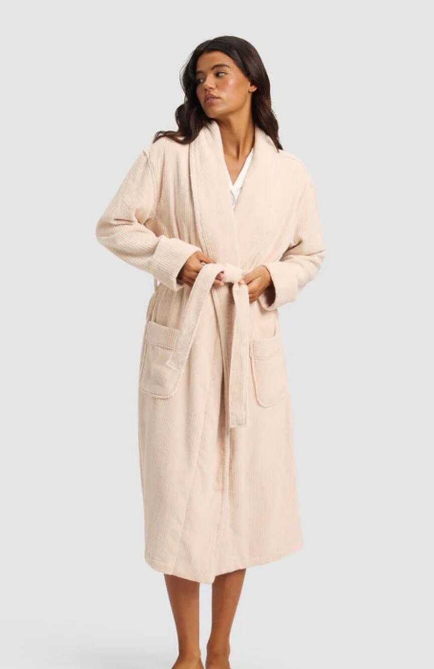 Cozy Earth Ribbed Bath Robe Petal Size M